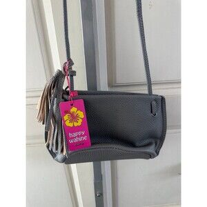 Happy Wahine Hawaii NWT Genuine Pebble Leather Tassel Crossbody Shoulder Bag